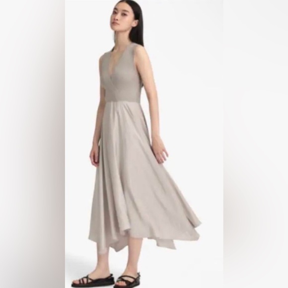 Theory Ribbed Draped Dress in Combo Knit Silver Size Small - Picture 1 of 14